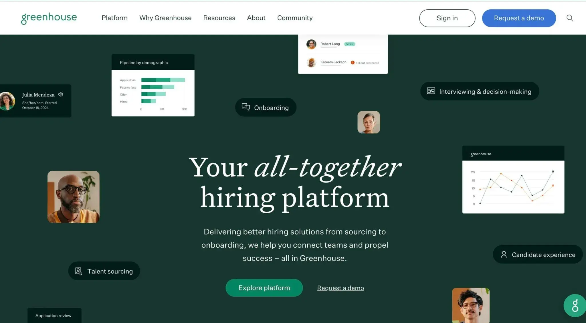 Greenhouse screenshot homepage