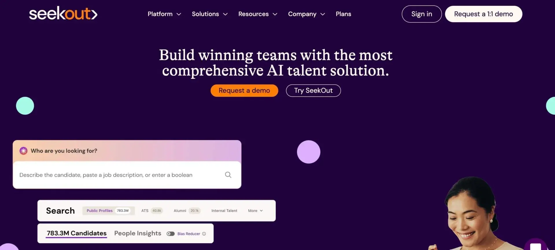 SeekOut screenshot homepage