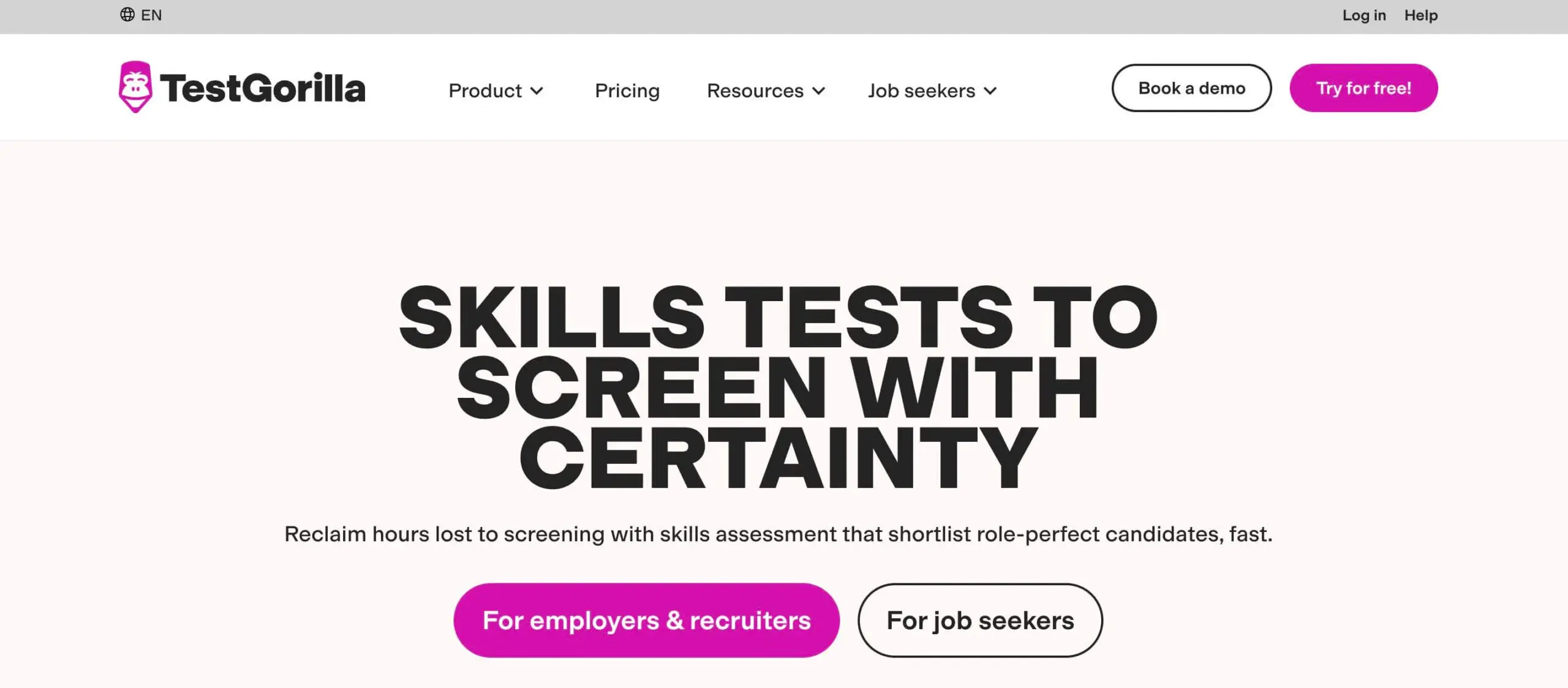 TestGorilla screenshot homepage